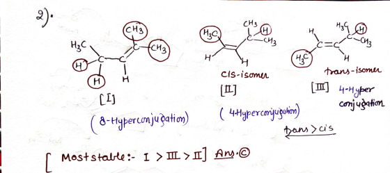 CH3 СHз .сИз сиз Hас СИз н н trans-isomu Cis-isomu 4Hyer conjugation ( ercjun) (8-typeronjugation) Danscis Moststalte: I >II