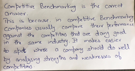 Competitive Benchmarkim is the com ansh es. This is because, in combetitivt Benchmo a Companies usuar combare they ertormanee