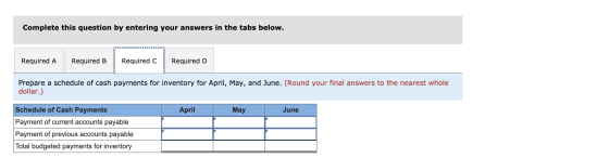 Complete this question by entering your answers in the tabs below. Required D Required A Required B Required C Prepare a sche