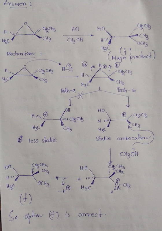 Answer : сосH3 HOL to. с! Н Why C СН2 СН3 он СН3 осна Нас Mechanism (Major prodhued) сісна Н-cl СН3 1111 H₂ C СН3 сн» Нас Pat