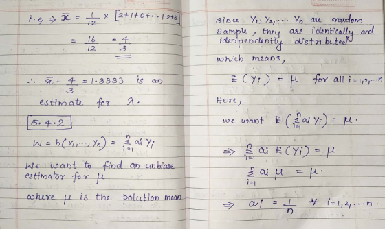 się z Tc = x [2+1+0+...+2+3) since Y, Y2,... Yo are random sample, they are identically and iden pendently distributed which