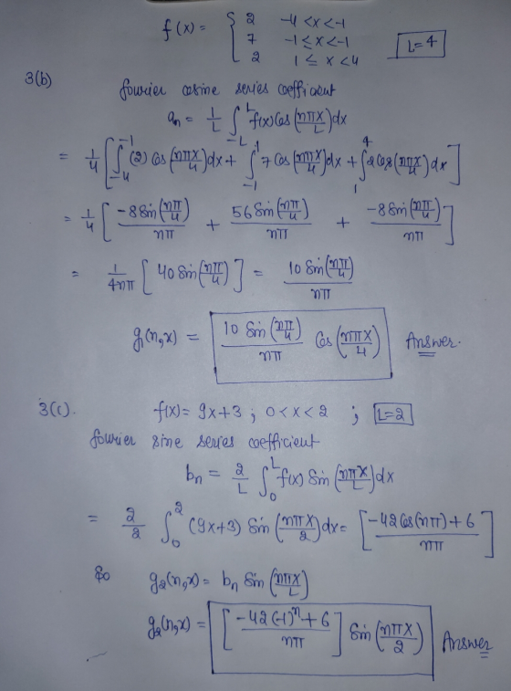 7 L=4 3(b) -4 <x<t f(x) = <X-1 1<x<u fowie arme series coeffiadut s finales (MTX) dx (3) C3 (mma Jdx + (n as (max)dx -L si +