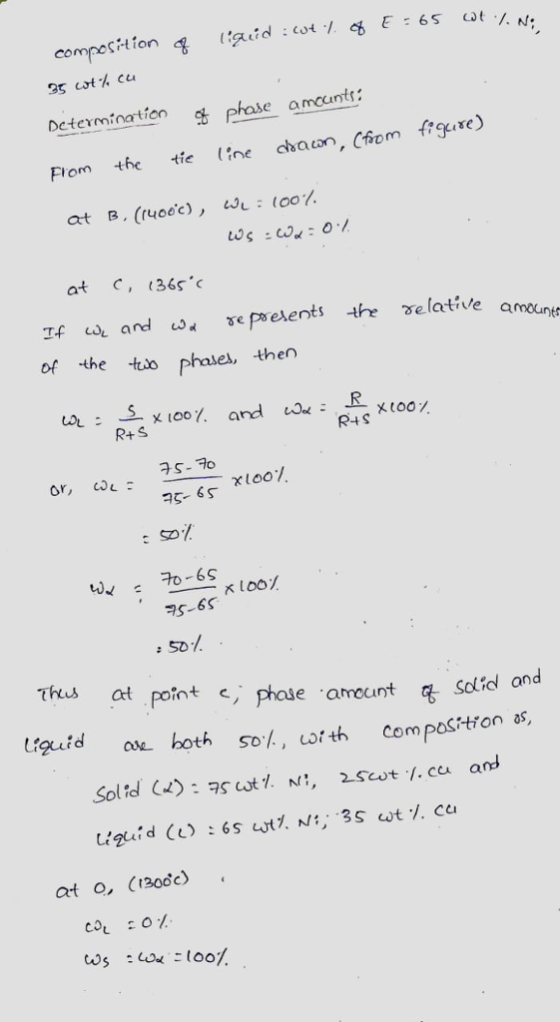 composition id :o E65 ot . N Determinatiee amcunts: From te te ine chaon, Com fryire at B, (ruoec),(007 at c, 36s amounes of the txb phaies then 나 : S.xloo Y. and la. :..R xt001 R+S R+S S-To or, co: n5- 6s 7o 6S s-6S SD/ Kloo Thus at point c· phase amount 똥 Sdid ond on-both SD.A, with compositions, Sold s N, scot .ce and at o (1300c)