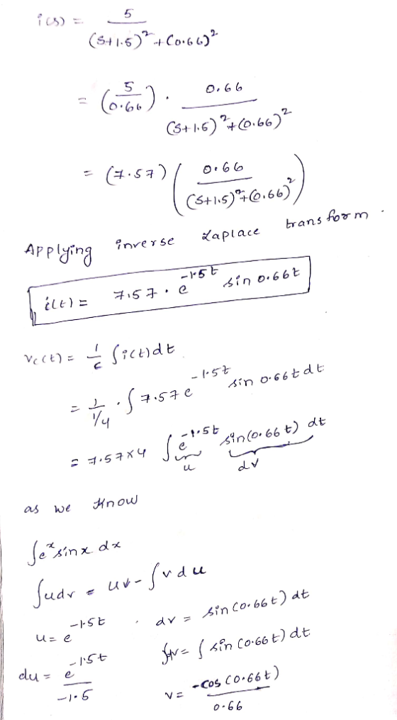5 5 ns for m AP Plying?nvese aplace S E - Ist as we now u= e VE -Cos Co 66t) o-66