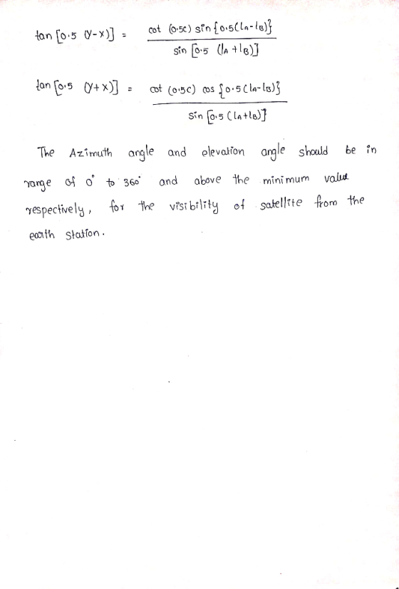 tan (o.5 V-x)] cot (0:50) sin {0.5(la-te)} sin [0.5 (la +16)] tan [015 V+ x)] = cot (0:50) cos {0.5(la-ls)} sin (0.5 (latle)}