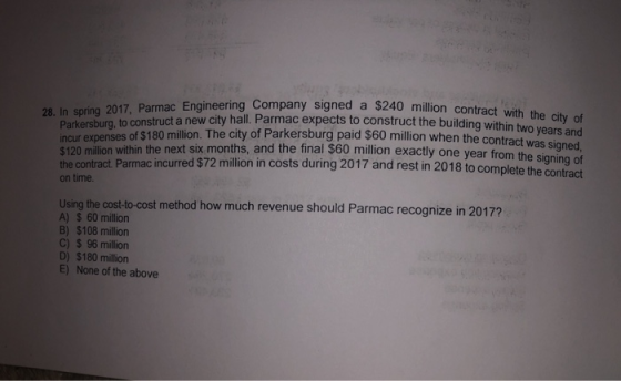 28. In spring 2017 Parmac Engineering Company signed a $240 million Parkersburg, to construct a new city hall. Parmac expects