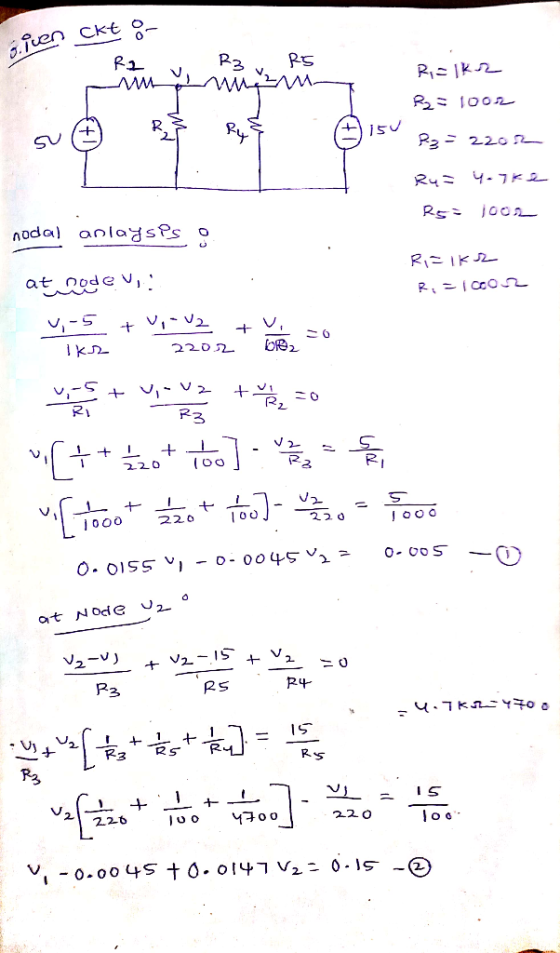 Tuen ckt - WW R2 220 4-7K R4 R joon nodal anladsPs R IKJ2 at node , R CcOn 2202 V + Vi 2- + R3 + 220 22 0 220 O- Oo S art No