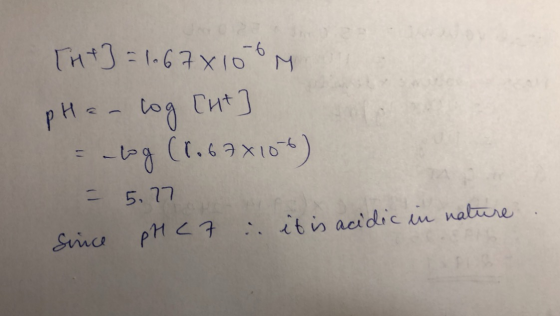 Ги] = 1. Сахіон pH - ол Ги* ) E-lea (tэх10“) 2 s. 17 Sinice pH <7 : it is acidic in nature
