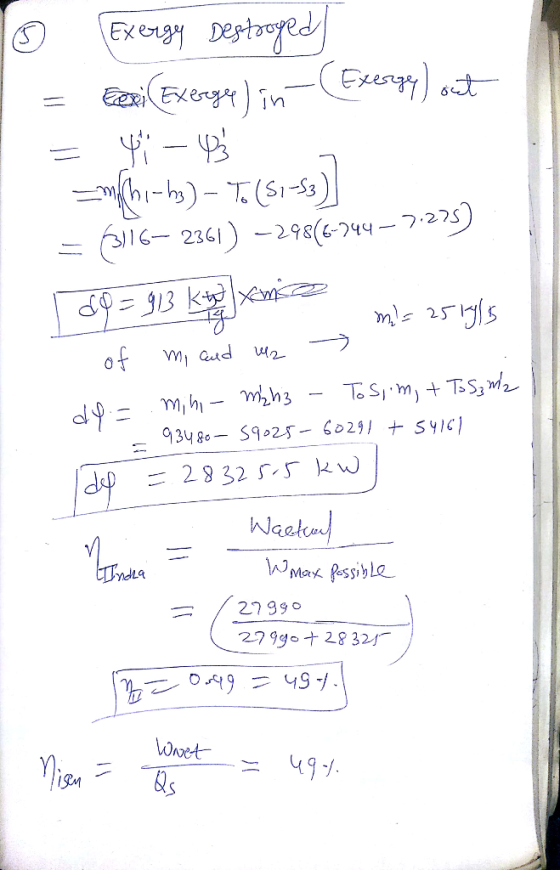 To Exergy Destroged] = Esi Exerge) in- (Exergy) out = 4: -403 =mche-by) – T. (51-53)] = 3)16– 2361) -29866-244 – 7.275) 89 =