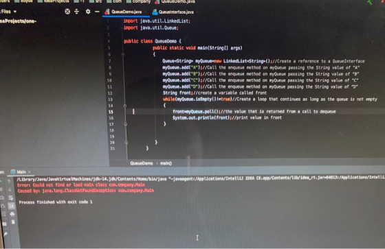 61 QueueDemo java - Files - RaProjects/one- A Queue Demoava Queueinterface Java inport java.util.LinkedList; import java.util