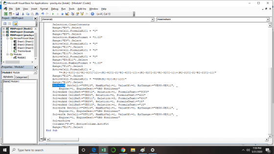 х - & X ActiveCell. FormRICI = O ActiveCell. FormulaR1C1 = O ActiveCell Formulail = TOP ...pici = Microsoft Visual Basic