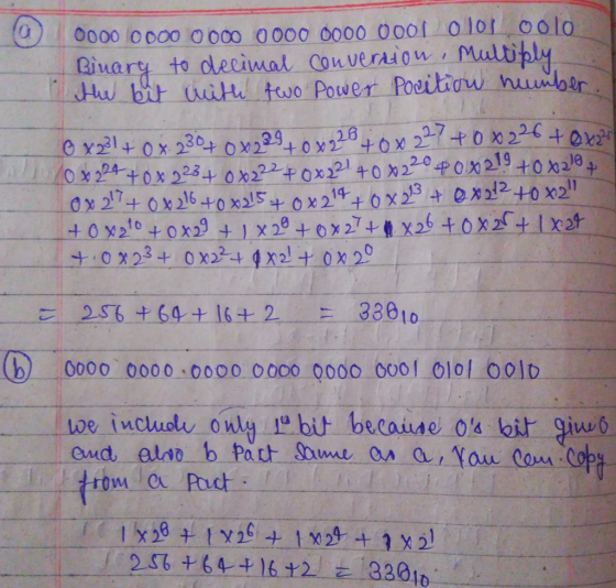 2) i 0000 0000 0 000 0 000 0000 0001-。101200 lo 26 一 17 2S6 +64 +16 +2 33610 0000 0000 0000 0000 0000 ooo1 olol 001D 10e include on 10 bit beca de 0% bir gitu