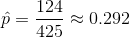 \hat{p}={124 \over 425}\approx 0.292