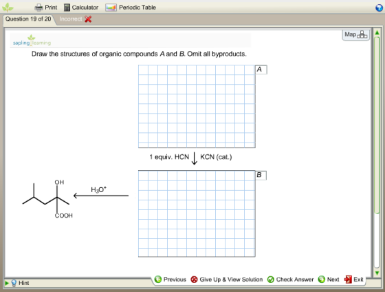 Draw the structures of organic compounds A and B.
