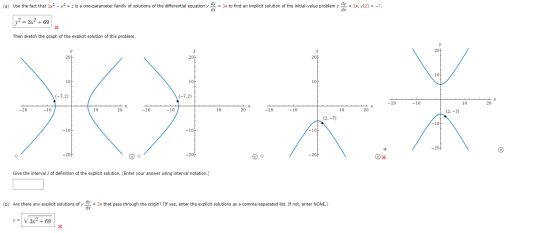 (a) Use the fact that 3x2 - y2 = c is a one-parameter family of solutions of the differential equation y dy = 3x to find an i
