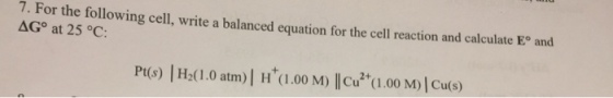 For the following cell, write a balanced equation