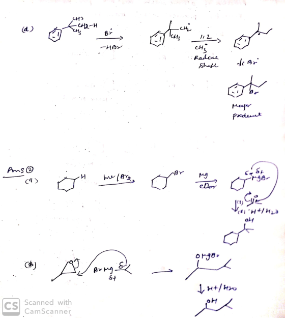 CH3 •CH2-H (d) .ch porting 112 ot -HBY CH3 Radice Shese do Bri ot Meyer prodent Ans st И me 1983 or more (9) jugar eller سور