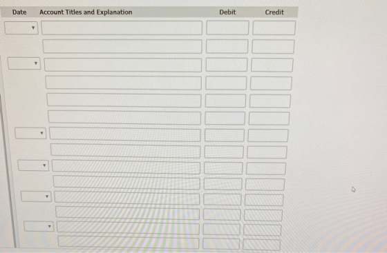 Date Account Titles and Explanation Debit Credit