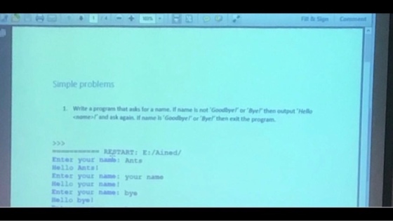 Simple problems Wrille a program that asks for a name If name is not Goodbyel or Bye then output Hell ome and ask again if name is Goodbye or yel then exit the program RESTART:E:/Ained Enter your nans: Ants lello Ants Enter your name: your name Rello your name Enter your name: bye e1lo bye