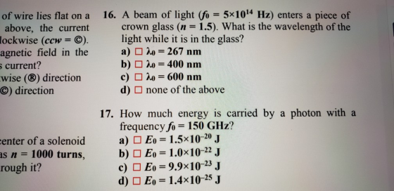 of wire lies flat on a above, the current lockwise (ccw = ©). agnetic field in the s current? wise (®) direction ©) direction