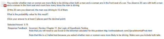 You wonder whether men or women are more likely to be driving when both a man and a woman are in the front seat of a car. You