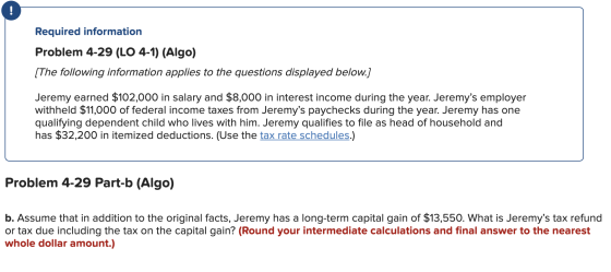 ! Required information Problem 4-29 (LO 4-1) (Algo) [The following information applies to the questions displayed below.] Jer