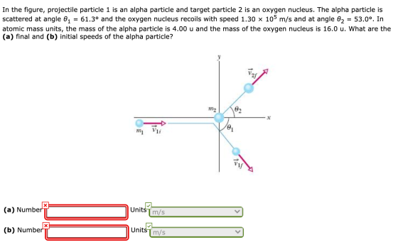 In the figure, projectile particle 1 is an alpha particle and target particle 2 is an oxygen nucleus. The alpha particle is s