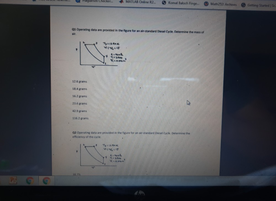 Plagiarism Checker... MATLAB Online R2... 3 Komal Baloch Finge... Math252: Archives 9 Getting Started | Sc. Q1 Operating data