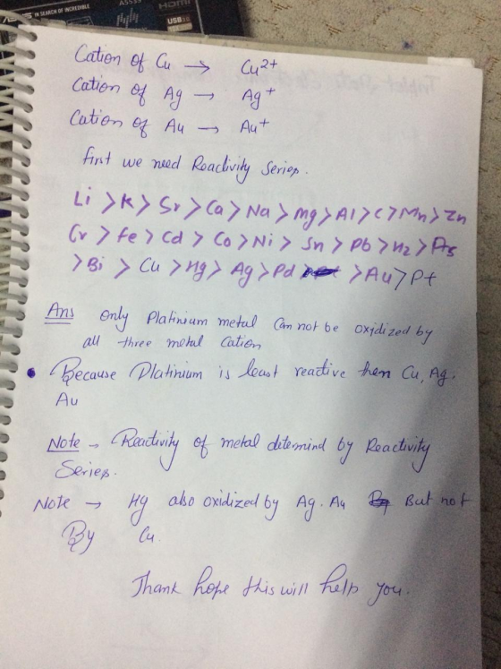 Hor! 5 IN SEARCH OF INCREDIBLE USB30 Cation of Cu Cu 2+ Cation of Ag - Ag + Cation of Au - Aut first we need Roactivity Serie