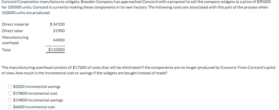 Concord Corporation manufactures widgets. Bowden Company has approached Concord with a proposal to sell the company widgets a