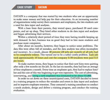 CASE STUDY DATAIN DATAIN is a company that was started by two students who was opportunity to make some money and help pay fo