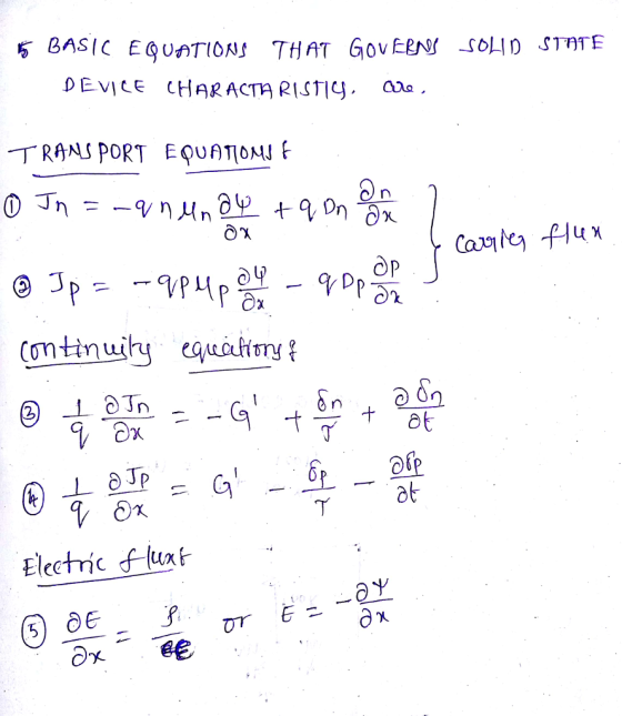 BASIC EUATION THAT GovEEN SoLID STOTE DEVICE CHARACTA RISTIU. aa TRAAU PORT E QUATONI ontiny equaimst -t ot Oar Electic lux