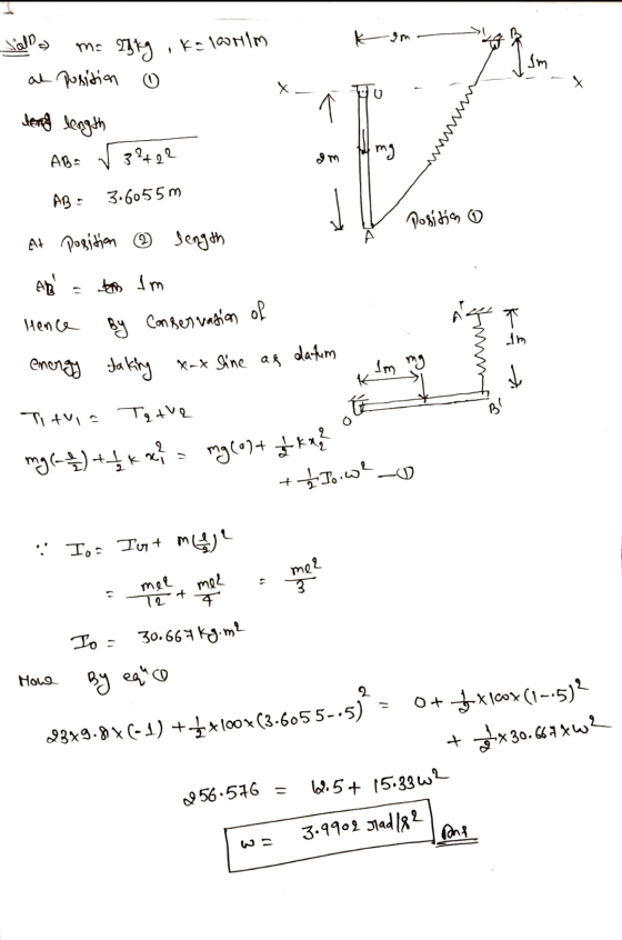 ialni kan - = 23 kg i kalonim Im al position o 1 leng length 39+22 AB= gm mg AB= 3.6055m Position At position ④ length AR = t