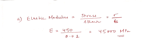 Stress 2 a) Elastic Modulus 읕 strarn E E 450 45000 M P a O 01