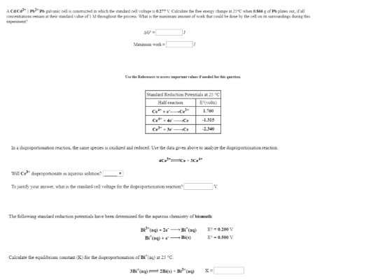 A Cacat Pb2+ Pb galvanic cell is constructed in which the standard cell voltage is 0.277 V Calculate the free energy change a