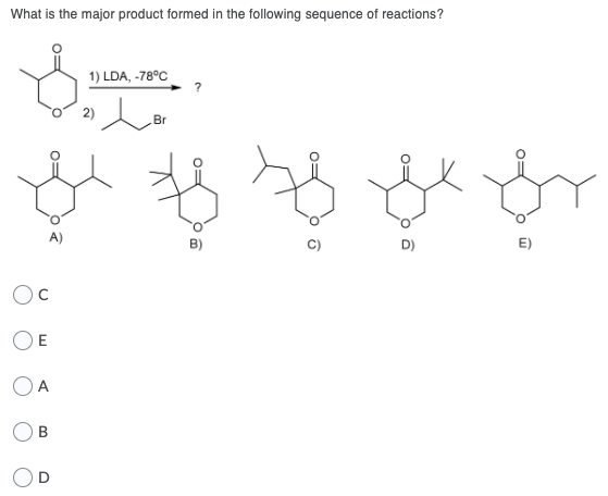 What is the major product formed in the following sequence of reactions? | 1) LDA, -7890 *용청부한