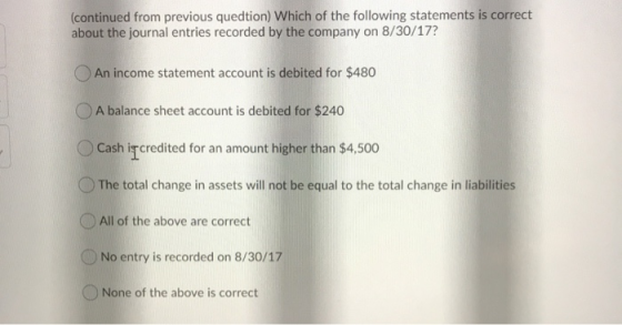 (continued from previous quedtion) Which of the following statements is correct about the journal entries recorded by the com