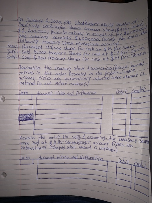 - Section of 4 par value) 1107002 the Year the On January 1, 2020, the stockholders equity Sectio Sheffield corporation show