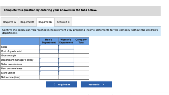 Complete this question by entering your answers in the tabs below. Required A Required B1 Required B2 Required C Confirm the