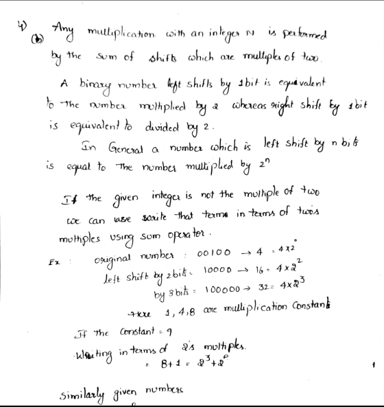 integer by the by a bit is Any multiplication with an is perfommed Sum of shifts which are multiples of two A binary number R
