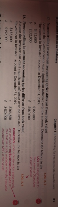 Camgeusiness Publishers Chapter 1 1 Accounting for Intercorporate Investments 31 17. Noncontrolling investment accounting (pr