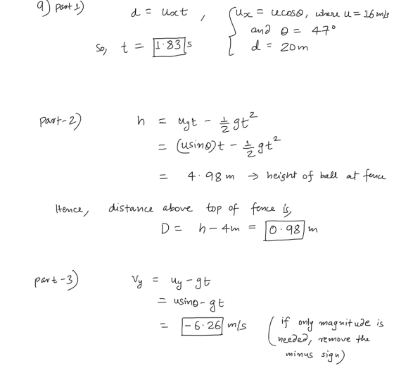 Part 2 2 gt 2. 二@sim)t-とgt 2. - 4 98 m > height of ball at tema ltenca distance above top o Ce IS if only wna9ㄳituse is needed, remove tu 6 26 ms