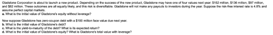 the new product, Gladstone may have one of four values next year: $152 million, $136 million, $97 million, Gladstone Corporat