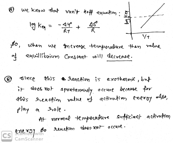 we know that Vant Hoff equuon -44 Rt fo, uhn merax tempnadure thum valne we euibium Constent i1) cdecrease Segction is exoth