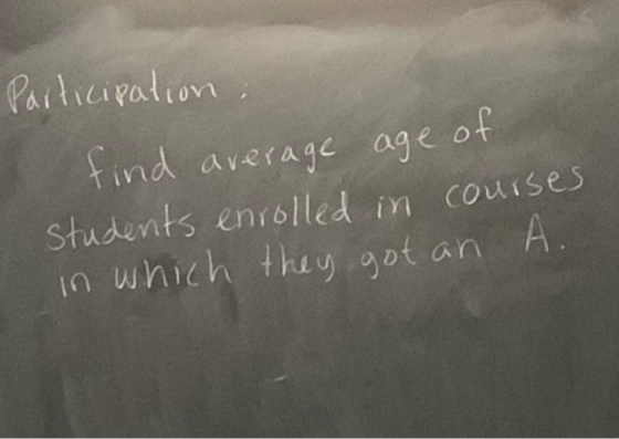 Paiticiralion tind average age of Students enrolled in couises in which they got an A.