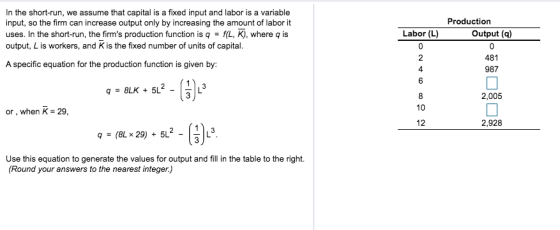 In the short-run, we assume that capital is a fixed input and labor is a variable input, so the firm can increase output only