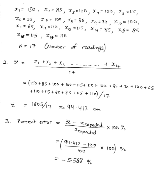 (Number of read, 2. 3 = 1605 ー Cn 3. Percent emor = χ_xcxpected expecled 100) % -5.588 %