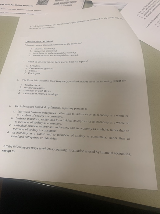 6. Gently couple ale po ial accounting manuale choch ia and managerial accounting financial norm a l accounting 2. Which of t