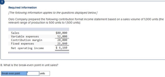 Required Information The following Information applies to the questions displayed below.) Oslo Company prepared the following