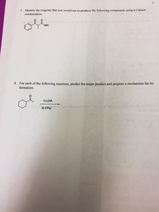 3. Identify the reagents that you would use to pro